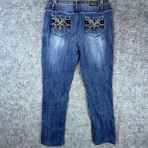 Earl Jean Jeans Womens 6P Blue Y2K Denim Cotton Stretch Embellished Straight Leg